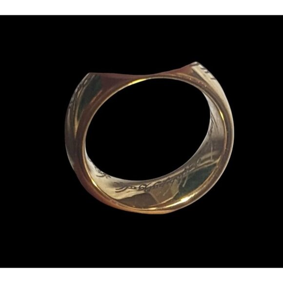Whimsical Fantasy Lord Of The Rings Heavy Gold Tone Engraved One Ring Size 6 - Picture 12 of 14